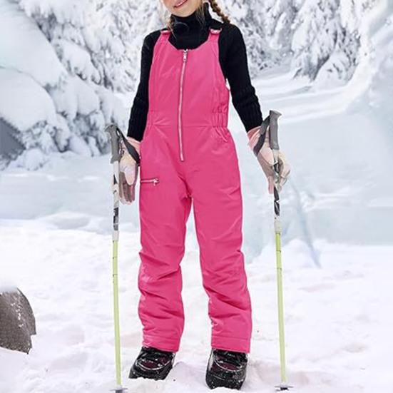 Детские комбинезоны для снега, лыжные штаны с регулируемыми ремнями, утепленные водонепроницаемые зимние комбинезоны, ветрозащитные комбинезоны для зимних видов спорта