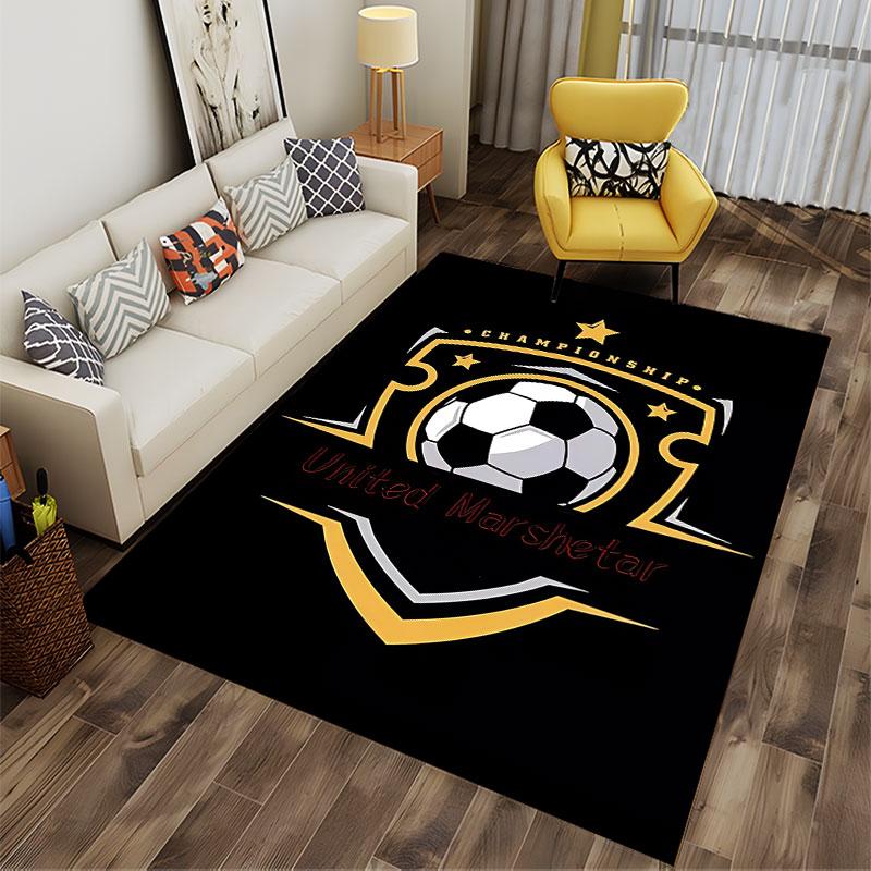 Soccer Championship Emblem Rug suitable as a non-slip mat for the living room or bedroom sofa