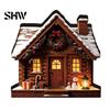 Durable Decorative Accents Christmas Glowing House Ornament, LED Wooden Tabletop Decor for DIY Craft Ornaments Holiday Village Display, Light Up Party