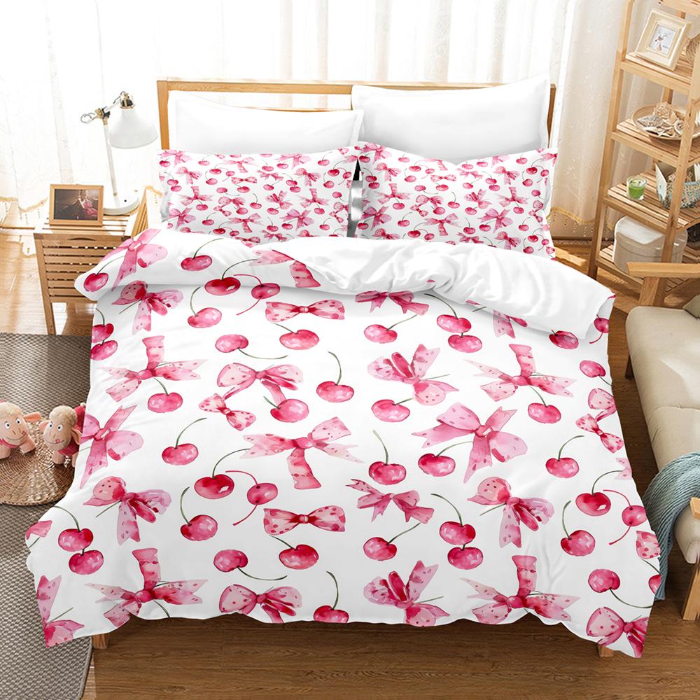 4pcs Bowknot Bedding Sets Skin Friendly Soft Bedsheets And Duvet Covers Comfortable And Lovely Suitable For All Ages