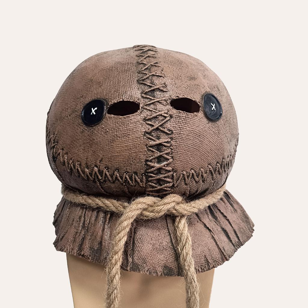 Burlap Texture Latex Full Head Mask, Horror Character Headgear for Adult Halloween Cosplay Props