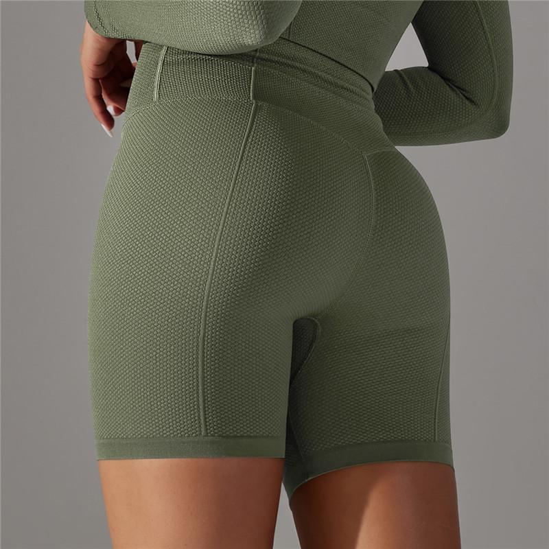 Nessaj Бесшовные вязаные шорты для йоги с высокой талией, дышащие быстросохнущие шорты для фитнеса, бега, йоги