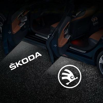 2 шт. Светодиодные проекторы в двери автомобиля Для аксессуаров 2004-2024 VRS Octavia 2 3 A5 A7 MK2 MK3 Superb 3V 3T B6 B8 Kodiaq Karoq