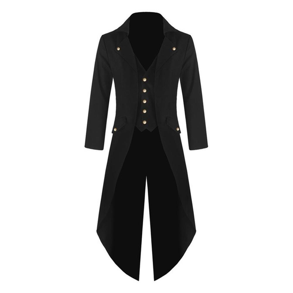 Men Medieval Renaissance Jacket Cosplay Costume Solid Color Long Uniform Coat for Men Clothing