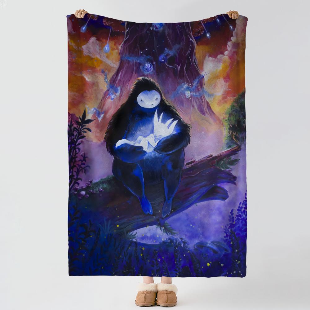 Ori a-and t-the Blind Forest Throw Soft Warm Flannel Blanket, Multi-use Throw for Bed Sofa Office, Air Conditioning Nap Blanket