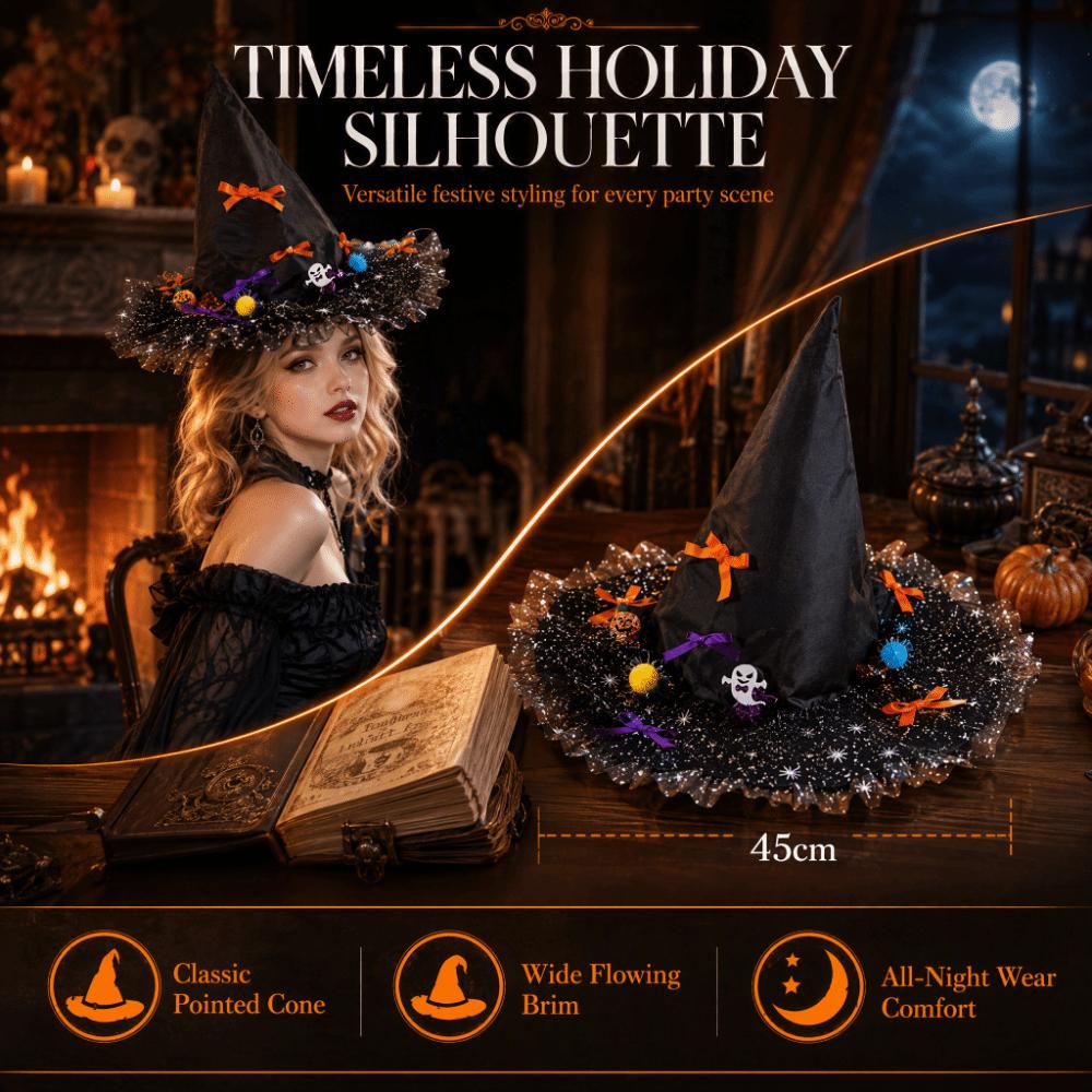 Handmade Cosplay Wizard Cap Wrinkled Design Retro Lace Bowknot Hat Halloween