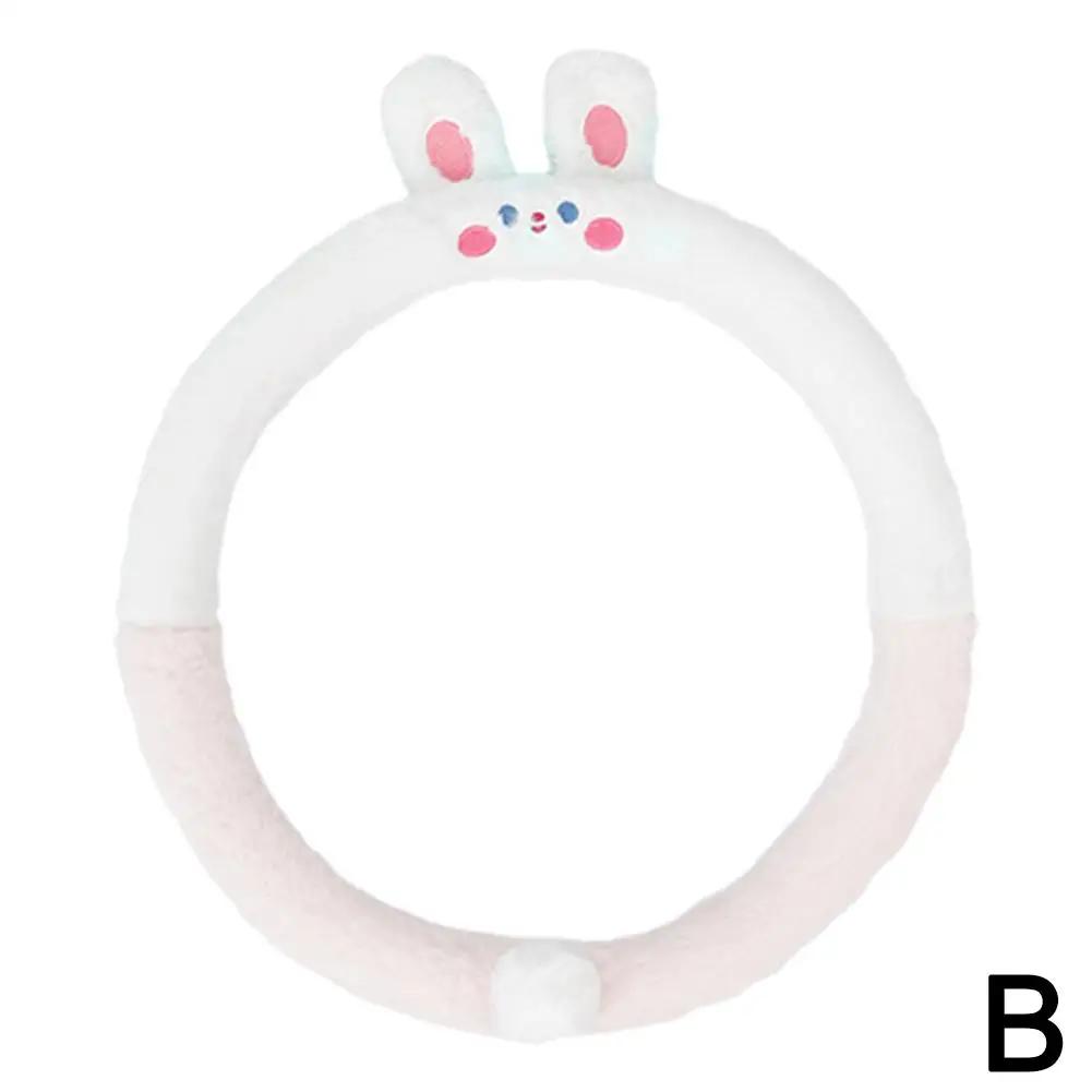 Universal Car Cute Plush Steering Wheel Cover for Women Cute Cartoon Winter Fluffy Cover for Steering Wheel Heating Accesso E0A6