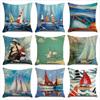 Ocean Nautical Pillowcase  Art  Interior Home Sofa Bed Chair Pillow Suite Room Aesthetics