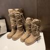 Tassel Boots Women's 2025 New Knight Boots Retro Wasteland Wind Thick Heels But Knee Boots Stacked High Boots