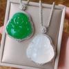 Jewelry Green Chalcedony White Chalcedony Laughing Buddha Gong Accessories Maitreya Goods Necklace Pendant