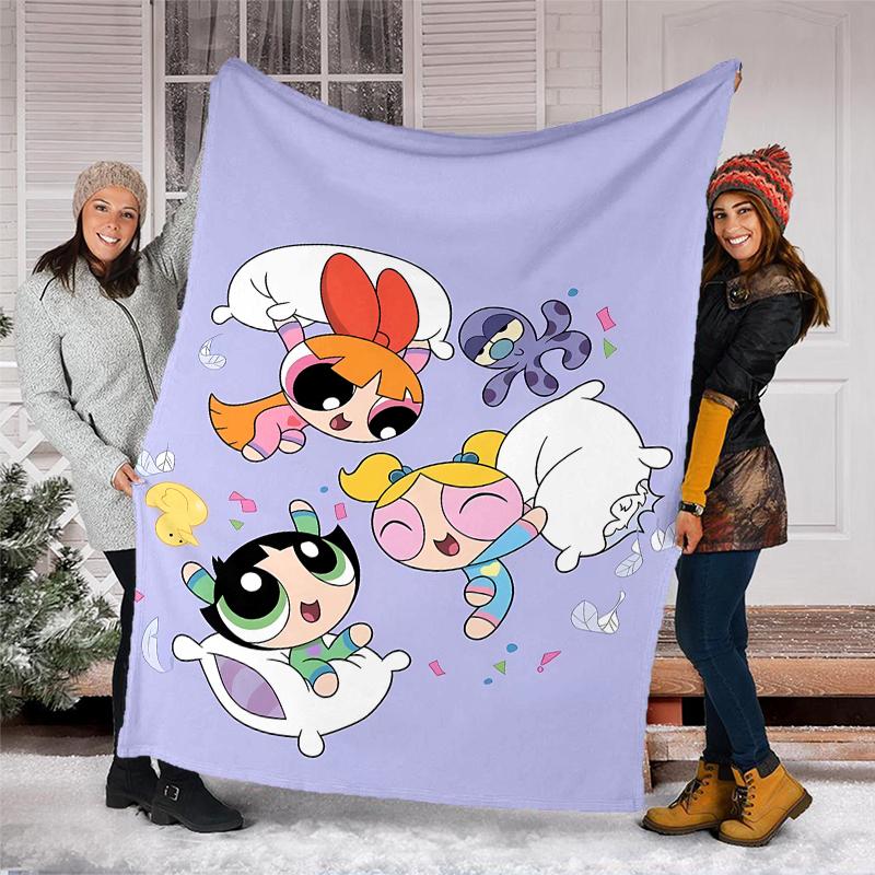 The Powerpuff Girls Theme Printed Blanket - Perfect for Couch, Bed, Travel & Outdoor Use | Machine Washable, Cozy & Durable.