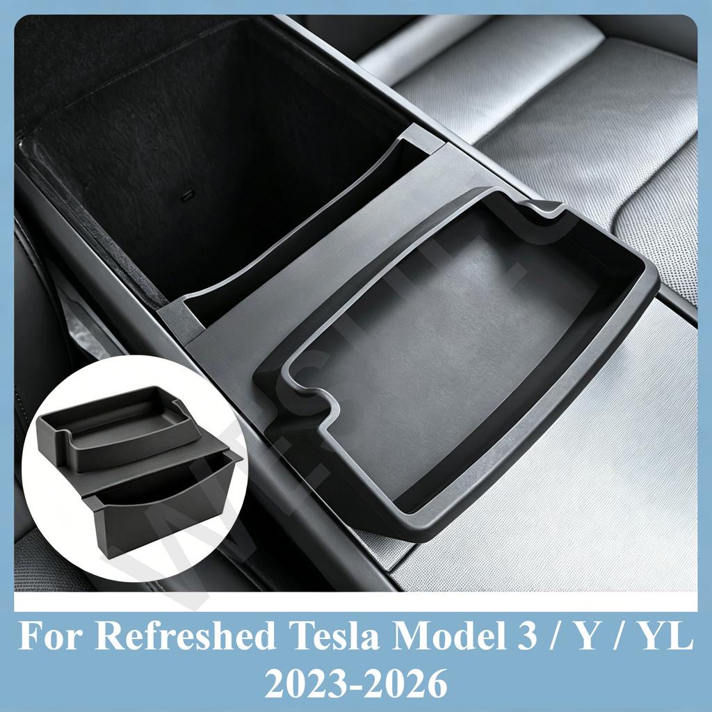 Для обновленной Tesla Model 3 Y Yl 23-26 Карман-органайзер для хранения в подлокотнике, Лоток-органайзер центральной консоли, Скрытые аксессуары для хранения в салоне