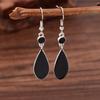 1 Pair Fashionable & Versatile Black Teardrop Dangle Earrings, Suitable For Women's Daily Outfits And Party Accessories
