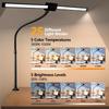 LED Desk Lamp for Home Office Double Head 24W with Clamp Architect Light 5 Lighting Brightness Flexible Gooseneck Table Reading