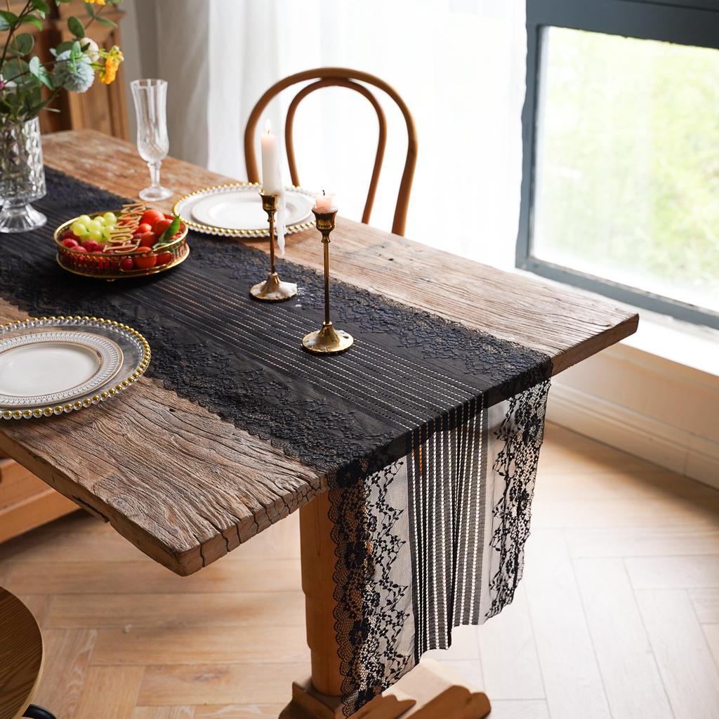 Белая кружевная дорожка для стола с романтической полупрозрачной вышивкой для обеденного стола, свадебной вечеринки, домашнего декора, аксессуаров