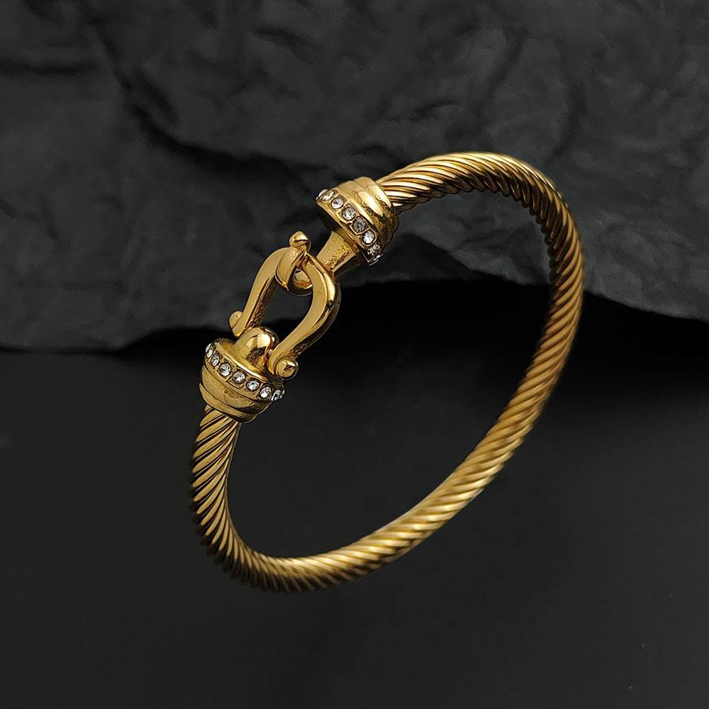 Creative Steel Wire Horseshoe Hook Zircon Stainless Steel Women's Bracelet, Waterproof and Rust-free, Couple Bracelet