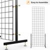 Bonnlo 6' x 2' Башня из сетчатых панелей с Т-образным основанием, напольная, более толстая проволока 5 мм, грузоподъемность 180 фунтов, сетчатая стена, стойка для выкладки с крючками 4", 6"