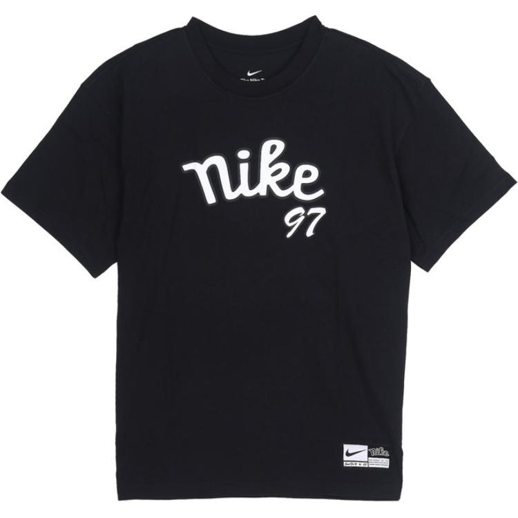 Nike Футболка Max90 Letter Round Neck Casual Pullover, свободная, с коротким рукавом, для баскетбола, мужская, черная FV8397-010