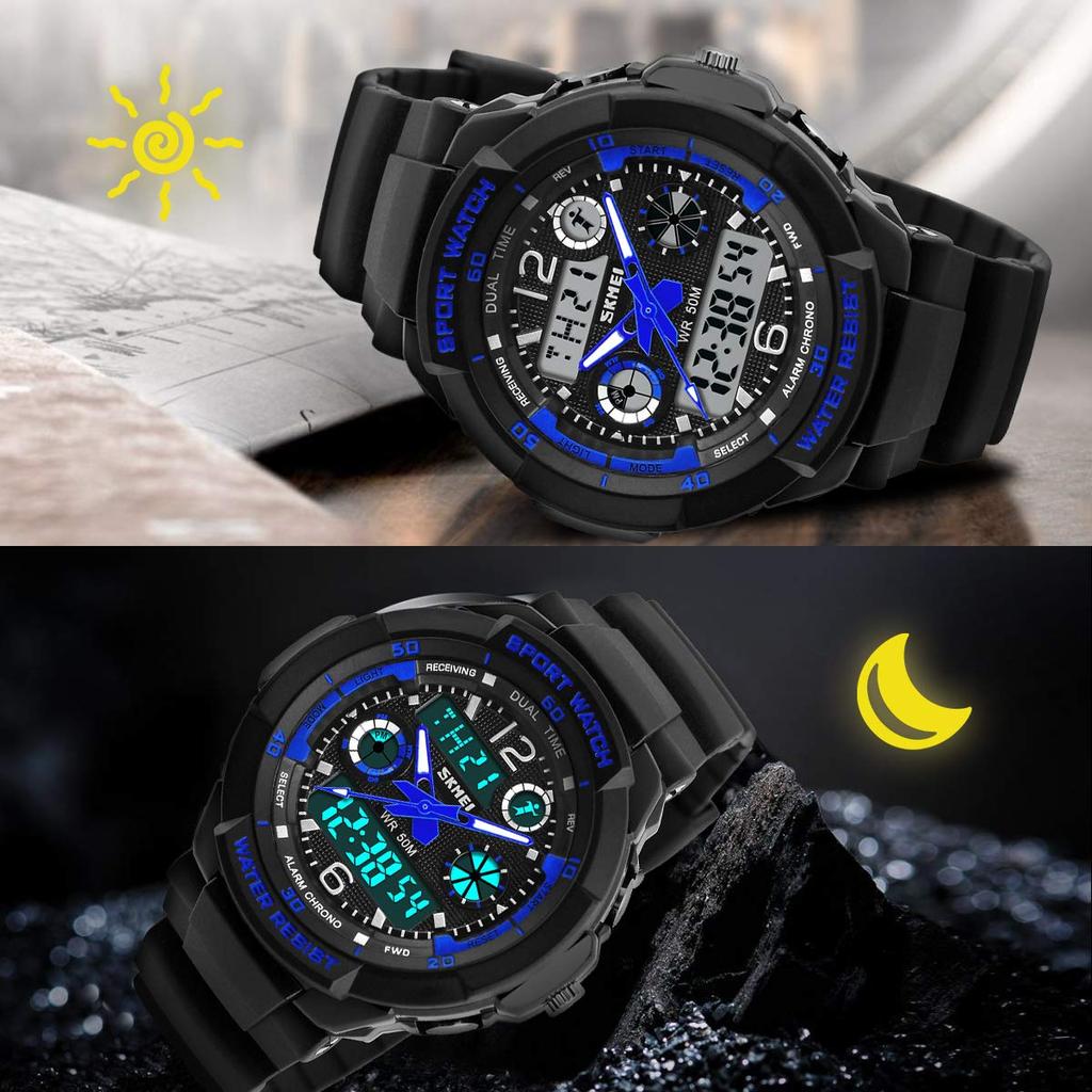 With School Birthday Christmas Japanese Instruction Manual Analog and Digital for Analog and Digital Display Children's Wristwatch, Waterproof,