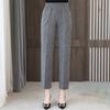 Summer High Waist Straight Pants for Women Plus Size Classic Elastic Waist Cotton Linen Trousers