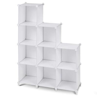 Стеллаж для хранения VECELO, Цветная коробка, 9 коробок, Белый, 96 см шириной x 32 см глубиной x 129 см высотой, 4,95 кг Аккуратно скройте игрушки и предметы домашнего обихода. Компактный и