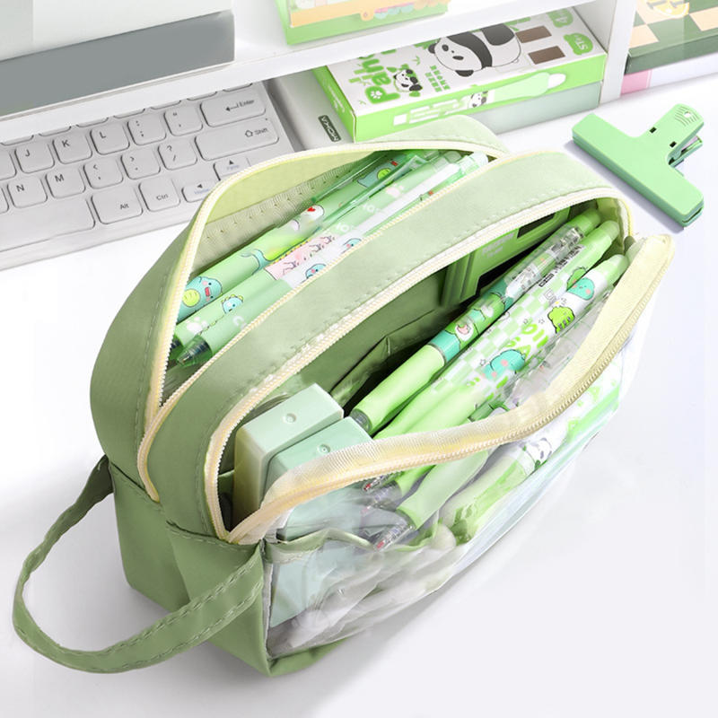 1шт прозрачный многослойный пенал легкий на молнии ручка канцелярская сумка дорожные косметички