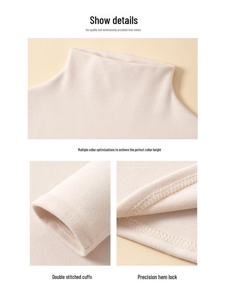 H679 Женский приталенный однотонный теплый топ с полувысоким воротником и длинными рукавами для осени/зимы