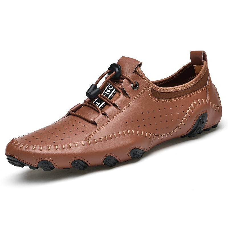 Genuine Leather Casual Men Loafers Comfortable Slip On Moccasins Flats Soft Daily Walking Driving Shoes