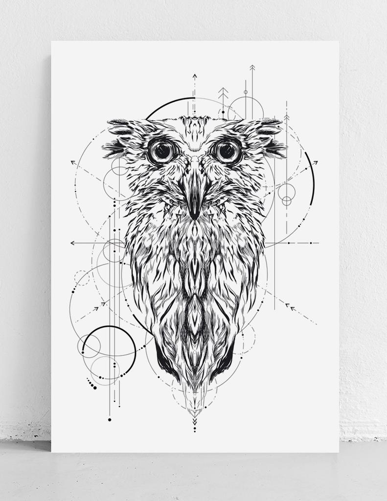 Poster Portrait Owl Geometry