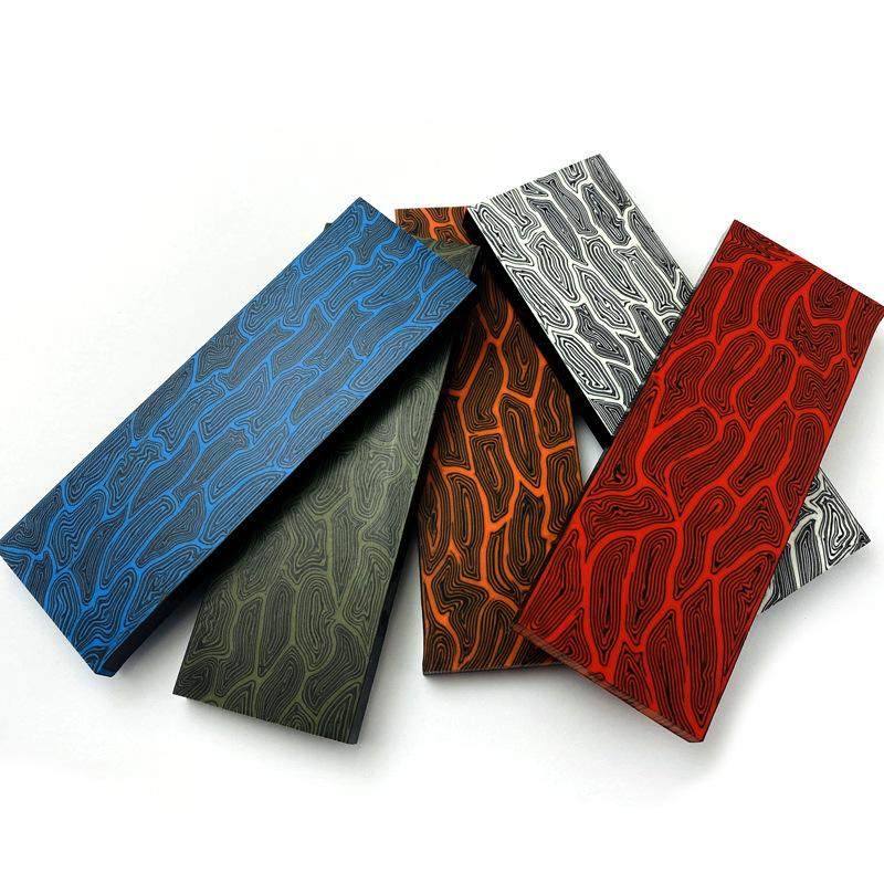 4 Colors 270X45X8MM Damascus Pattern Knife Tools Handle Scale DIY Making G10 Composite Material Material Board Plate