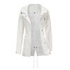 Womens Cotton Hooded Trench Coat Loose Fit Solid Color Plus Size Outerwear F596-1