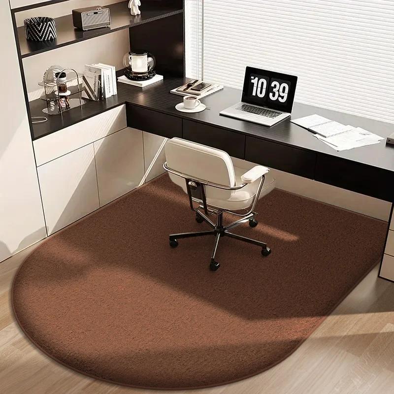 Solid Color Computer Chair Mat Flannel Floor Mat Thickened Desk Swivel Chair Arched Carpet Study Soft Dressing Table Foot Mat
