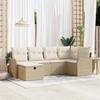 vidaXL 6-piece Garden Sofa Set with Beige Poly Rattan Cushions, 2-seater Garden Sofa with Storage 3360312