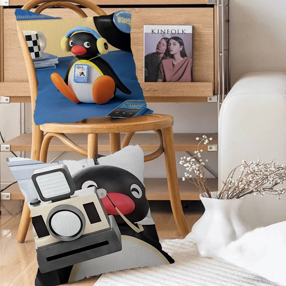 Милая мультяшная наволочка P-Pin-guS, съемная, моющаяся, чехол для подушки – мягкий лен для любого сезона