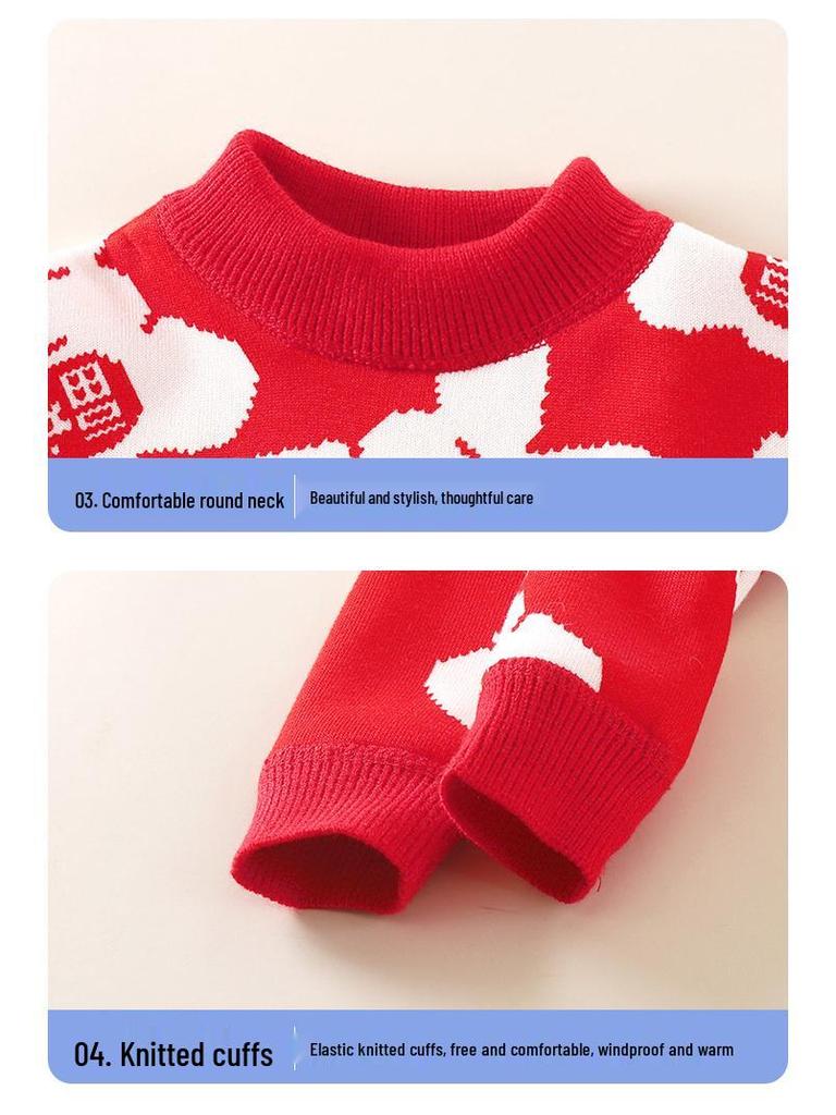 Children's Fleece-Lined Sweater 2023: Cozy, Thick Knit, Boneless Long-Sleeve for Boys & Girls