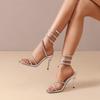 Fashion 2025 New Sexy Snake-shaped Wrapped Strap High Heels Rhinestone Waterproof Fashion Open-toed Sandals