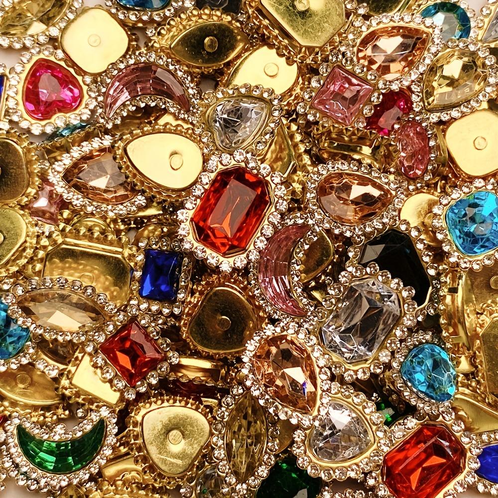Набор из 50 шт. украшений из хрустальных страз смешанных цветов, металлические пришивные украшения с лапками для модной одежды, обуви, шляп, сумок, для DIY