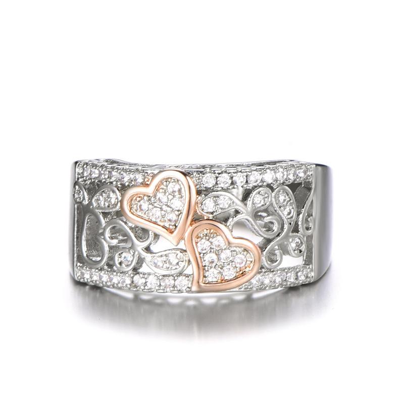 Кольца из стерлингового серебра 925 пробы с сердцем и цирконием для женщин, модные свадебные украшения