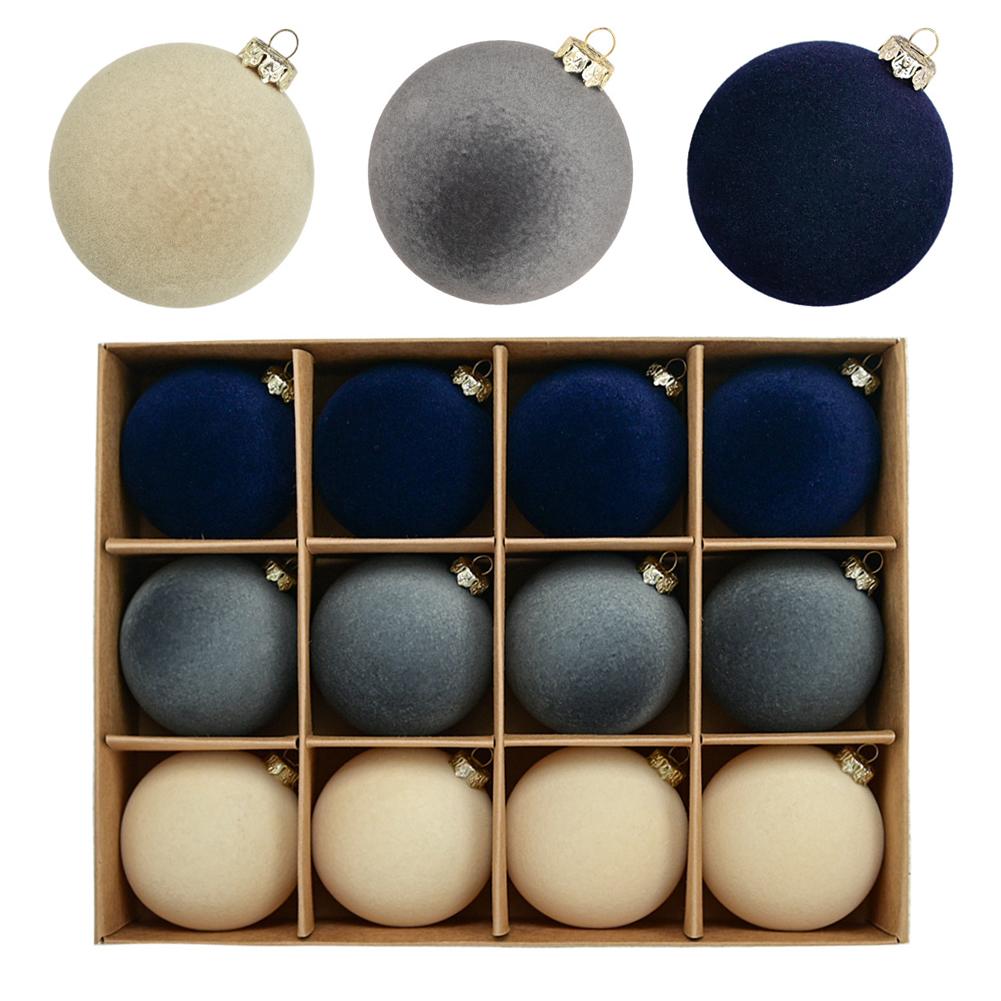 12 шт. набор рождественских шаров, украшения 2,36 дюйма, бархат для дома, подвесные украшения для вечеринки, рождественской елки O5W5