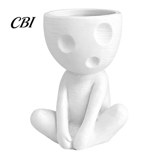 Artistic Pencil Cup for Desk Abstract Character Pen Holder, Resin Sitting Figure Desktop Storage Organizer Office Cup, Multi-functional Makeup Brushes
