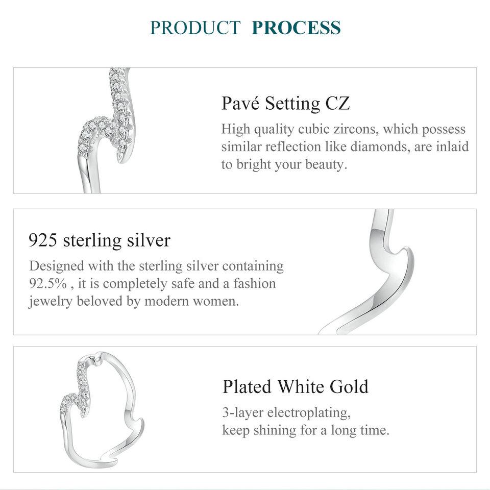 BAMOER 925 стерлингового серебра волна кольцо дизайн Sense модное кольцо позолоченное белое золото для женщин ювелирные изделия подарок