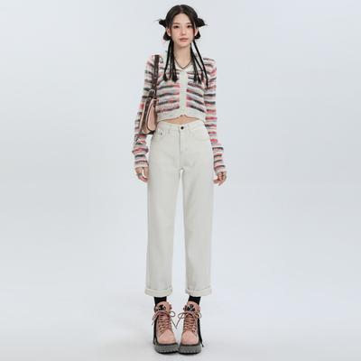 Плюшевые джинсы для женщин с зимними плюшевыми прямыми брюками для женщин с осенне-зимними толстыми прямыми свободными широкими штанинами, стройнящие брюки длиной девять точек