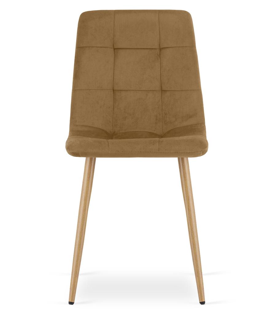KARA chair - brown velvet / wood color legs x 1