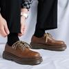 Туфли-лодочки в британском стиле с круглым носком, мужские, на шнуровке, кожаные туфли в студенческом стиле, ретро-туфли-кеды 33589-R