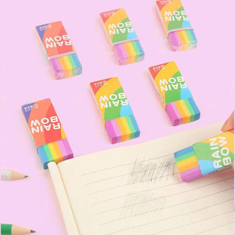 1 Piece Cute Kawaii Creative Rainbow Eraser Rubber Stationery School Supplies Novelty Lovely Eraser
