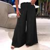 Ladies' Fashionable Loose Solid Color Casual Wide Leg Pocket Straight Leg Pants