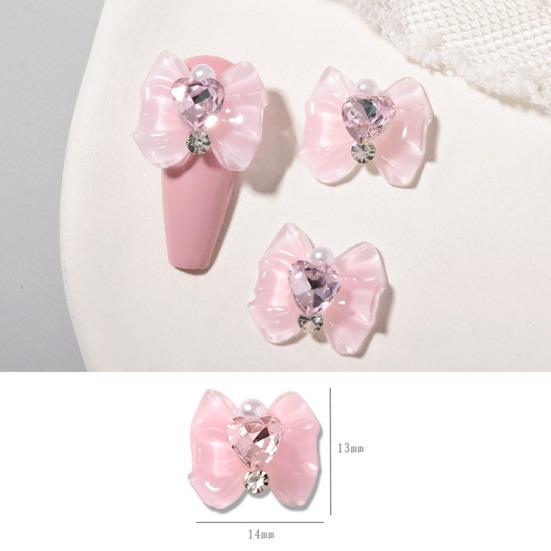 10Pcs Nail Art Charms Shiny DIY Manicure Nail Tips Accessory Love Heart Rhinestone Bow Nail Decoration for Nail Salon