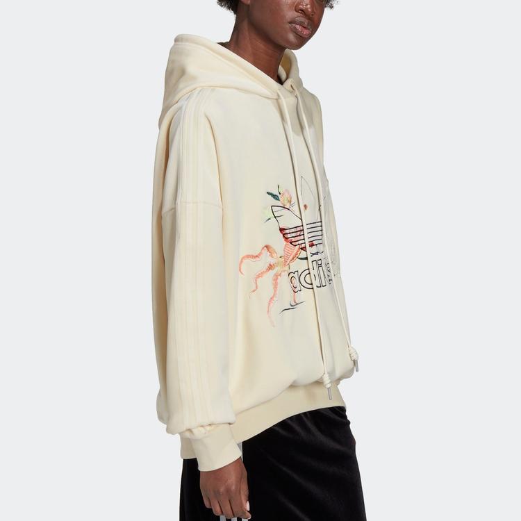 adidas Originals × Angel Chen Женская кремовая худи с вышивкой и принтом золотых рыбок GM8743