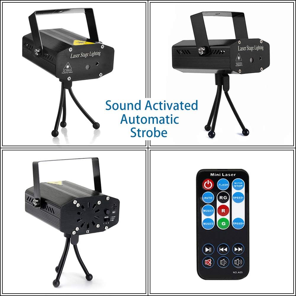 Sound Activated Party Lights,Disco DJ Lights Strobe Light Rave Stage Light Projector Effect Club Light With Remote Control for Home Parties Show
