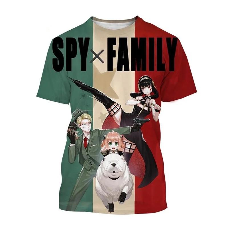 2024 Лето Новая японская аниме-шпионская X3D принтованная мужская футболка большого размера Свободный Удобный дышащий Быстросохнущий Топ 6xl